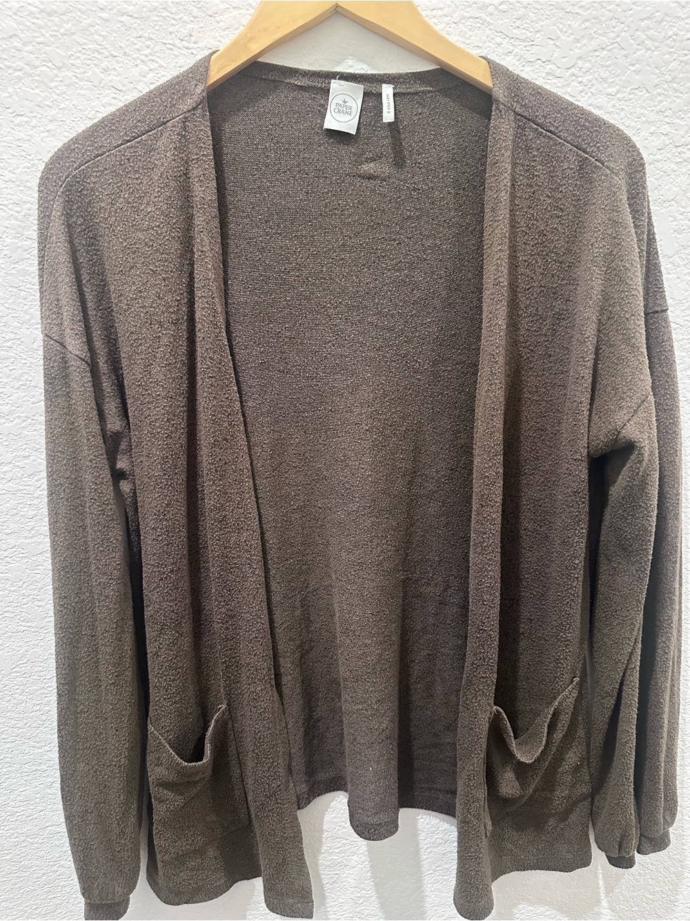 Paper Crane Open-Front Lightweight Cardigan In Taupebrown Size M‎